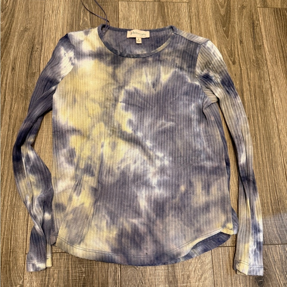 Philosophy Women’s Purple Tie Dye Thermal Long Sleeve Shirt Size S